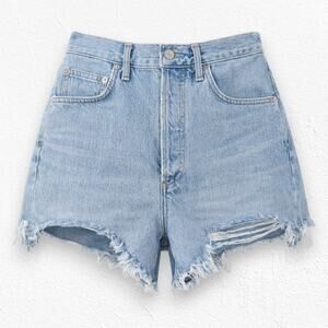 AGOLDE Parker Cutoff Shorts High Rise Distressed Light Wash Denim Shorts Size 24